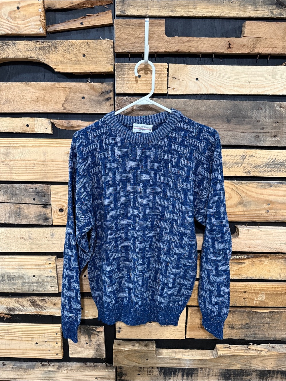 vintage 1990s USA Made geometric basketweave sweater by American Edition Medium